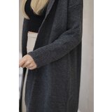 Kesi Cardigan sweater with a hood made of graphite | shoptok.hr