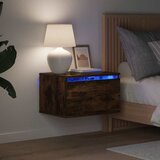  Zidni noćni ormarić s LED svjetlima boja dimljenog hrasta | shoptok.hr