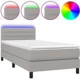 Krevet box spring s madracem LED svjetlosivi 90x200 cm tkanina | Eponuda.ba