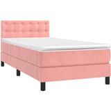 vidaXL Box spring postelja z vzmetnico roza 90x200 cm žamet | Shoptok.si