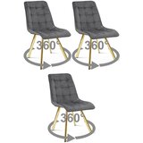  Okretna stolica CIEZA 360, tamnosivi baršun, zlatne metalne noge, set 3 kom | shoptok.hr