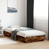 vidaXL Posteljni okvir dimljeni hrast 100x200 cm inženirski les | Shoptok.si