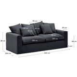 Kave Home Antracitno siva lanena sedežna garnitura 240 cm Nora – | Shoptok.si