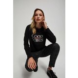Marisse Black Blouse With An Inscription And Ties Cijene