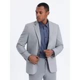 Ombre Men's elegant jacket with decorative buttons on cuffs - grey