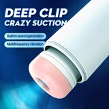 Leopard vibracijski masturbator na baterije, ki vibrira navzgor in navzdol (bel) | Shoptok.si