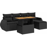  6-dijelni set vrtnih sofa s jastucima crni od poliratana | shoptok.hr