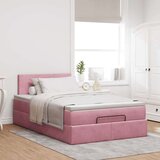 vidaXL Otomanski posteljni okvir z vzmetnico roza 120x200 cm žamet, (21608301) | Shoptok.si