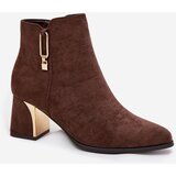 Boto Women's heeled ankle boots with gold details brown Kalivra | Shoptok.si
