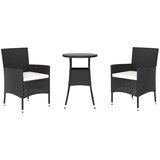  3-dijelni vrtni bistro set od poliratana s jastucima crni Crna | Shoptok.si