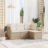 Maison Chic Seti vrtnega pohištva - Vrtna garnitura - Vrtni pohištvo set 4-delna z blazinami bež poli ratan, (21809622) | Shoptok.si
