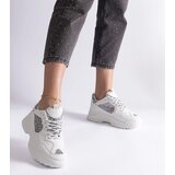 Gemre White women's sneakers with glitter inserts Caraballo Cene