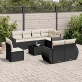 9-dijelni set vrtnih sofa s jastucima crni od poliratana | shoptok.hr