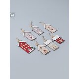 Sinsay Set drvenih visećih božićnih dekoracija u obliku kućica 7 pack Slike