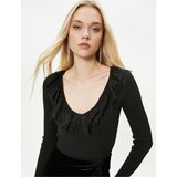 Koton Knitwear Sweater V Neck Lace Ribbed - Handmade Collection Cene