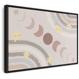  Slika - Joyful Sky - Yellow Cheerful Stars with a Rainbow Against the Phases of the Moon in a Light Beige Sky Hue 60x40 U crnom | shoptok.hr
