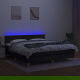  Box spring postelja z vzmetnico LED črna 160x200 cm blago, (20846599) | Shoptok.si