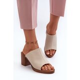 PE1 Elegant Light Women's Sandals with Heels Beige Varnila | Shoptok.si