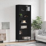  Visoka komoda crna 69,5 x 32,5 x 180 cm od konstruiranog drva | Eponuda.com
