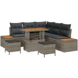  8-delni set vrtne sofa z blazinami siva poli ratan akacija Cene