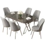 Hanah home set trpezarijski sto i 6 stolica lai anthracite chrome grey | ePonuda.com