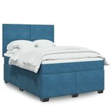 vidaXL Box spring postelja z vzmetnico modra 160x200 cm žamet | Shoptok.si