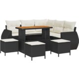 vidaXL 9-komadni set vrtnih sofa s jastučićima Crna Poli ratan Akacija | shoptok.hr