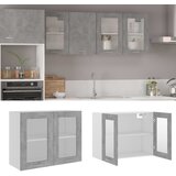Viseći stakleni ormarić siva boja betona 80x31x60 cm od iverice | shoptok.hr