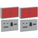  6-delni komplet orodnih omar in pegboardov za montažo na steno rdeče kovine, (22048530) | Shoptok.si