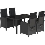  5-dijelni vrtni blagovaonski set s jastucima od poliratana crni Crna Dužina stola 150 cm | shoptok.hr