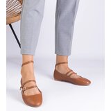 Gemre Brown eco-leather ballet flats with buckles Vitoldora | shoptok.hr