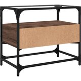 vidaXL TV omarica s stekleno ploščo rjavi hrast 60x35x51 cm inž. les | Shoptok.si