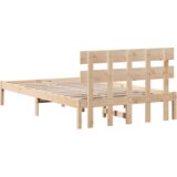 vidaXL Posteljni okvir z naslonom 135x190 cm trd les bor | Shoptok.si