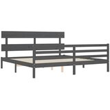  Okvir za krevet s uzglavljem sivi 200 x 200 cm od masivnog drva | shoptok.hr