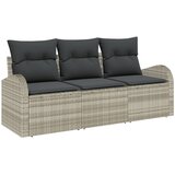 vidaXL 3-dijelni set vrtnog sofe s jastučićima svjetlosivi poly rattan, 2-sjedalo vrtna sofa s skladištem i jastučićima svjetlosivi poly rattan | shoptok.hr