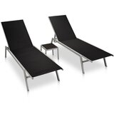 The Living Store vkdaXL Ležalnika 2 kosa z mizico jeklo in tekstil črna - Ležalnik, (21483062) | Shoptok.si