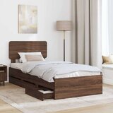 vidaXL Konstrukcija postelje Rjav hrast 75 x 190 cm Inženirsko leseno, (5000113710) | Shoptok.si