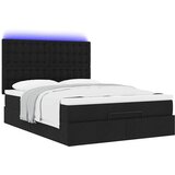  Otomanski krevet s madracem i LED crni 140x200 cm od tkanine | shoptok.hr