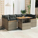 vidaXL 6-dijelni set vrtnih sofa poliratan i bagrem s jastucima sivi Cijene