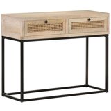 vidaXL Konzolni stol 100x35x76 cm masivno drvo manga i prirodna trska | shoptok.hr