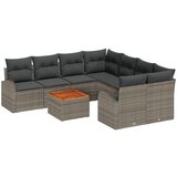 vidaXL 9-dijelni set vrtnih sofa s jastučićima sivi poliratan akacija, 2-sjedalna vrtna sofa s pohranom i jastučićima sivi poliratan Cijene