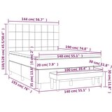 Krevet s oprugama i madracem svjetlosivi 140x190 cm od tkanine | shoptok.hr