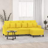 vidaXL Kavč trosed s stolčkom za noge rumen 180 cm blago | Shoptok.si