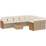  10-dijelni set vrtnih sofa s jastucima bež od poliratana | shoptok.hr