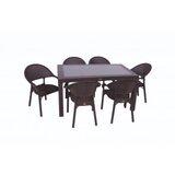  Bastenski set bambu 6 stolice i sto 150x90 sa staklom braon | ePonuda.com