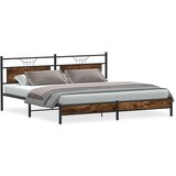 Metalni Kovinski posteljni okvir brez vzmetnice dimljen hrast 200x200cm, (21791569) | Shoptok.si