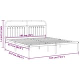  Metalni okvir za krevet s uzglavljem bijeli 183x213 cm | shoptok.hr