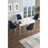 Hanah home trpezarijski set Han, sto na razvlačenje i 4 stolice, bela ploča, teget tkanina Jerry | Eponuda.com