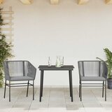  3-dijelni vrtni blagovaonski set s jastucima poliratan i staklo Siva 80 x 80 x 74 cm | shoptok.hr