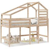 vidaXL Posteljni okvir z lestvijo in streho 90x200 cm borovina | Shoptok.si